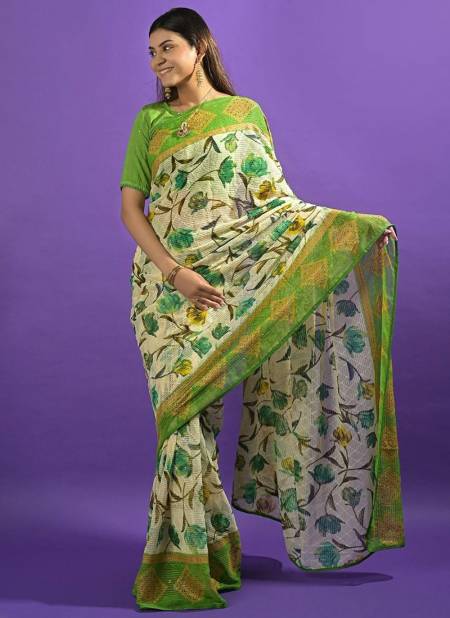 Green Colour Rihana Ashima New Latest Printed Daily Wear Georgette Saree Collection 6208